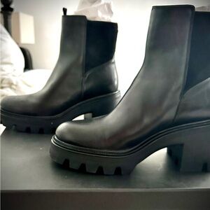 Rag & Bone Quinn Mid Chelsea Black chunky heeled boots